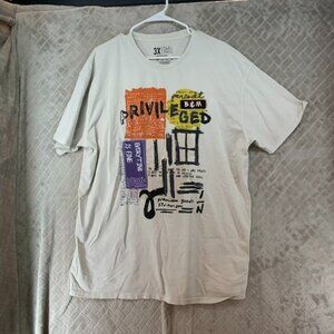 Bleecker And Mercer Mens 3X T-Shirt White Graphic Print Short Sleeve Crew Neck